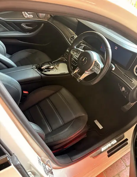 Mercedes-AMG front seats and steering wheel after an interior detail